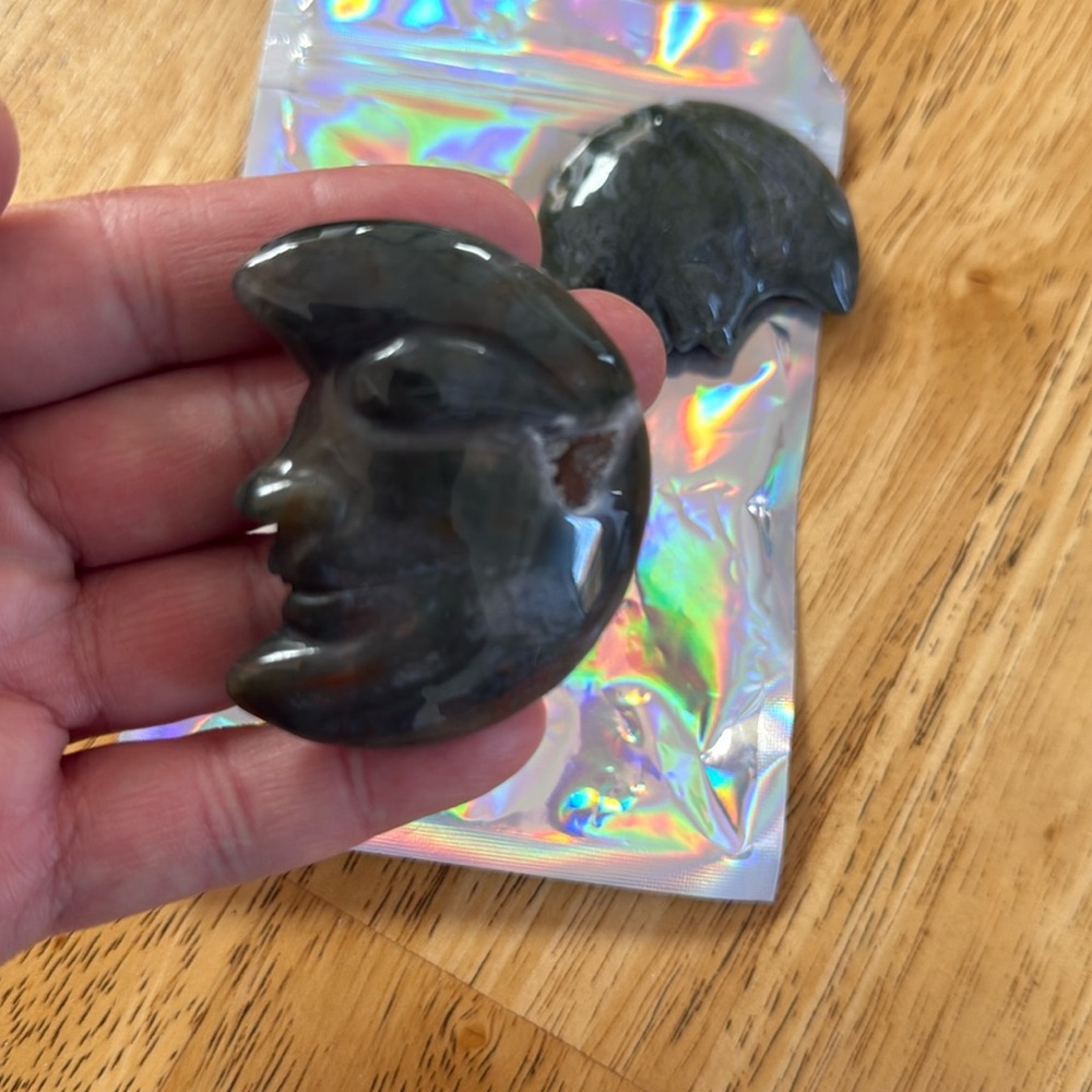 Natural Palm moon moss agate clear quarts mystic crystals healing  (3)☁️